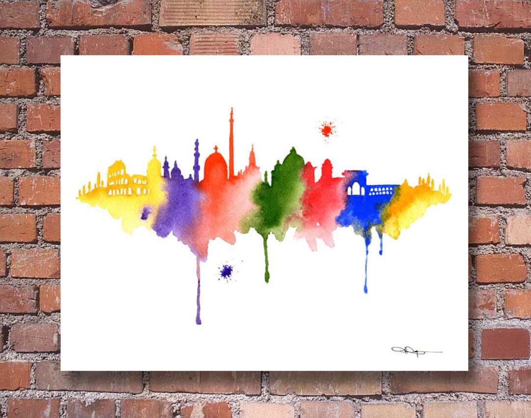 Rome Skyline Abstract Watercolor Italy Art Print Wall Decor - Etsy