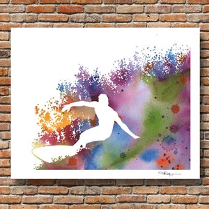 Surfer Art Print - Pittura ad acquerello astratta - Surf Art Wall Decor