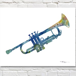 Trumpet Art Print - Abstract Watercolor Painting - Jazz Music Wall Decor