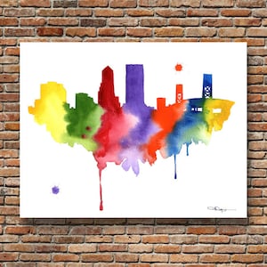 Jacksonville Skyline - Aquarelle abstraite - Floride Art Print - Décoration murale