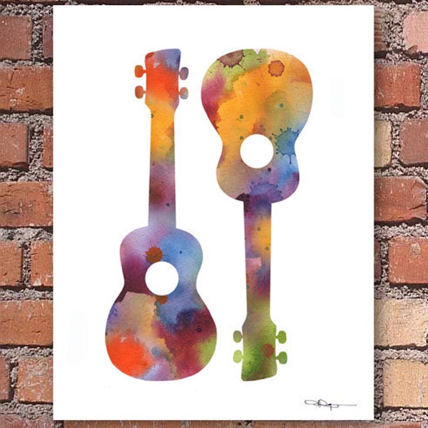 Ukulele Art Print - Abstract Watercolor Painting - Wall Decor