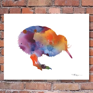 Kiwi Bird Art Print - Abstract Watercolor Painting - Wall Decor