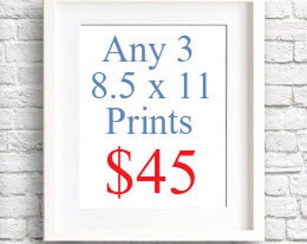 Choose Any Three (3) 8.5 x 11 Art Prints - Your Choice - Mix and Match - Wall Decor - Abstract Watercolor Painting