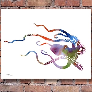 Octopus Art Print - Watercolor - Abstract Painting - Animal Art - Wall Decor