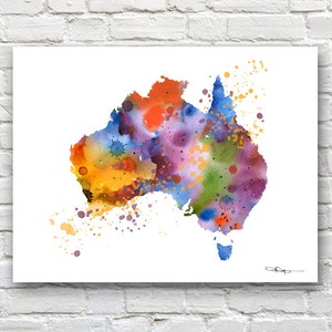 Australia Map - Abstract Watercolor Art Print - Wall Decor