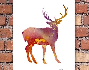 Deer Art Print - Watercolor - Wildlife Abstract Painting - Animal Wall Decor
