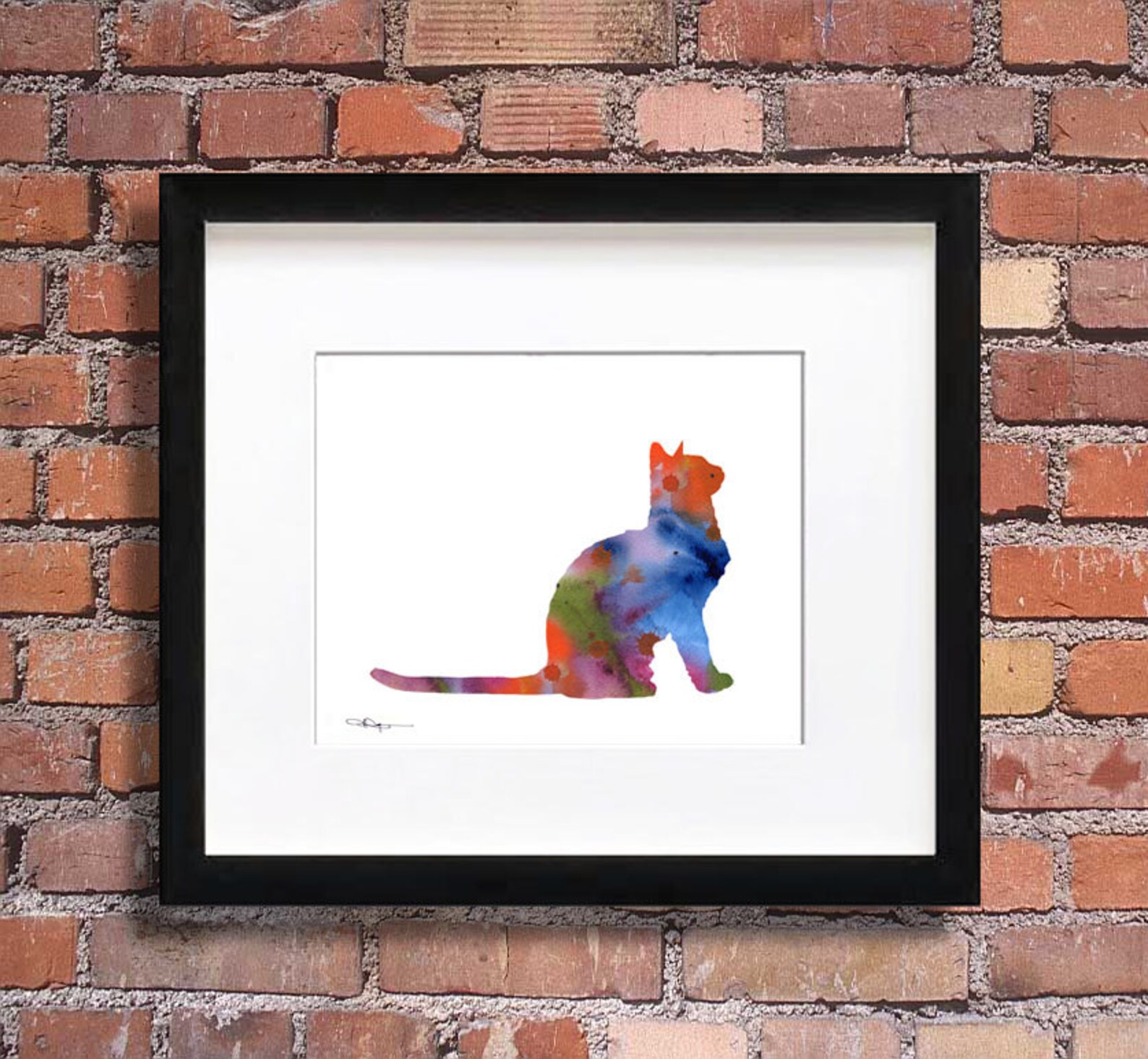 Cat Art Print Abstract Watercolor Painting Wall Decor | Etsy