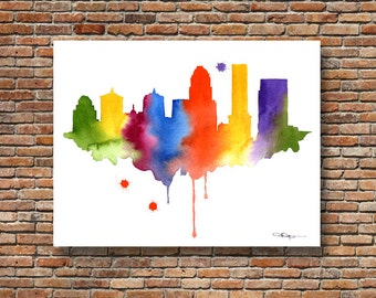 Louisville Skyline - Abstract Watercolor - Kentucky Art Print - Wall Decor