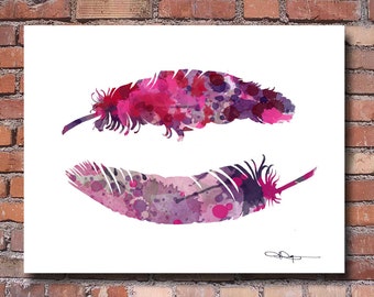 Feathers Art Print - Abstract Watercolor Painting - Wall Decor
