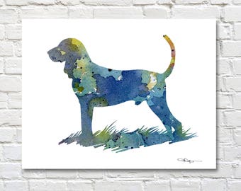 Black And Tan Coonhound Art Print - Abstract Watercolor Painting - Wall Decor