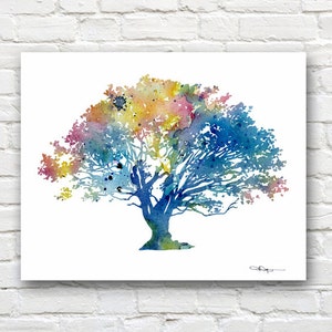 Oak Tree Art Print - Abstract Watercolor Painting - Wall Decor