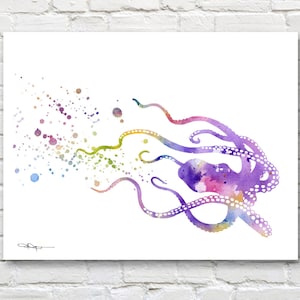 Octopus Art Print - Watercolor - Abstract Painting - Wall Decor