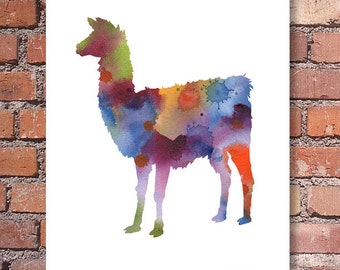 Llama - Art Print - Abstract Watercolor Painting - Wall Decor