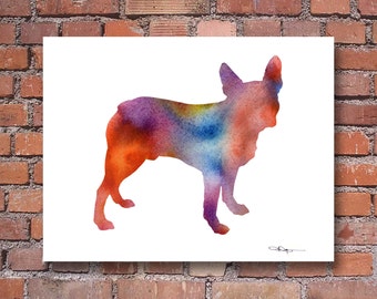 Boston Terrier Art Print - Abstract Watercolor Painting - Wall Decor