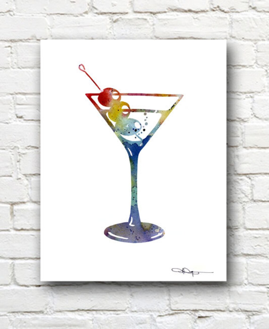 Martini Art Print Abstract Watercolor Painting Wall Decor Etsy