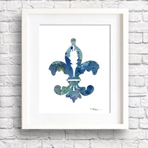 Fleur De Lis - Art Print - Abstract aquarelverf - Muurdecoratie