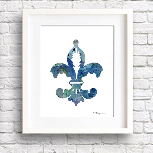 Fleur De Lis - Art Print - Abstract Watercolor Painting - Wall Decor