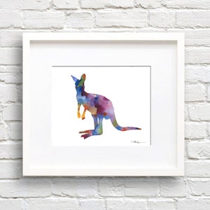 Kangaroo Art Print - Abstract Watercolor Painting - Wall Decor