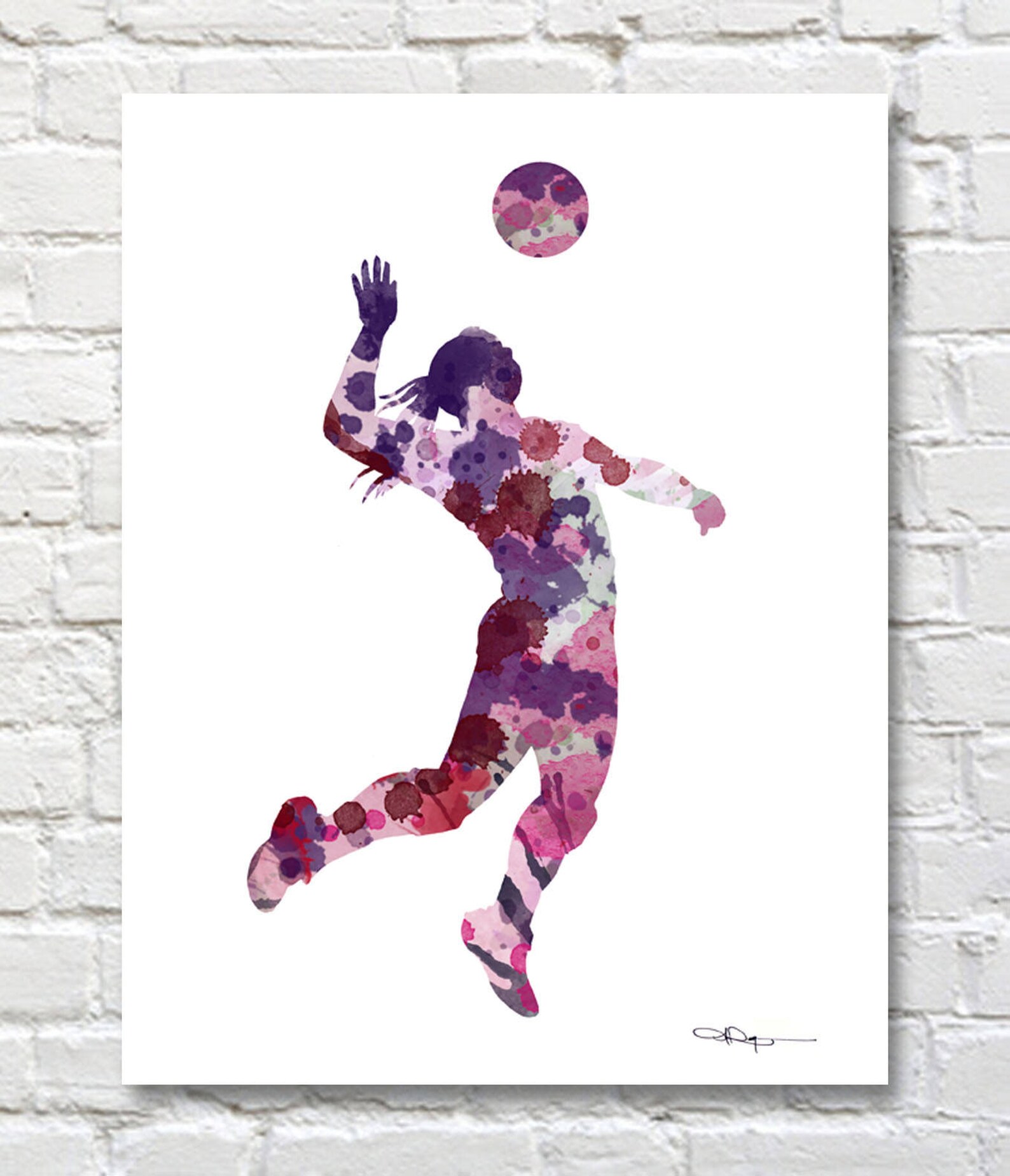 Volleyball Art Print Abstract Watercolor Painting Wall Etsy