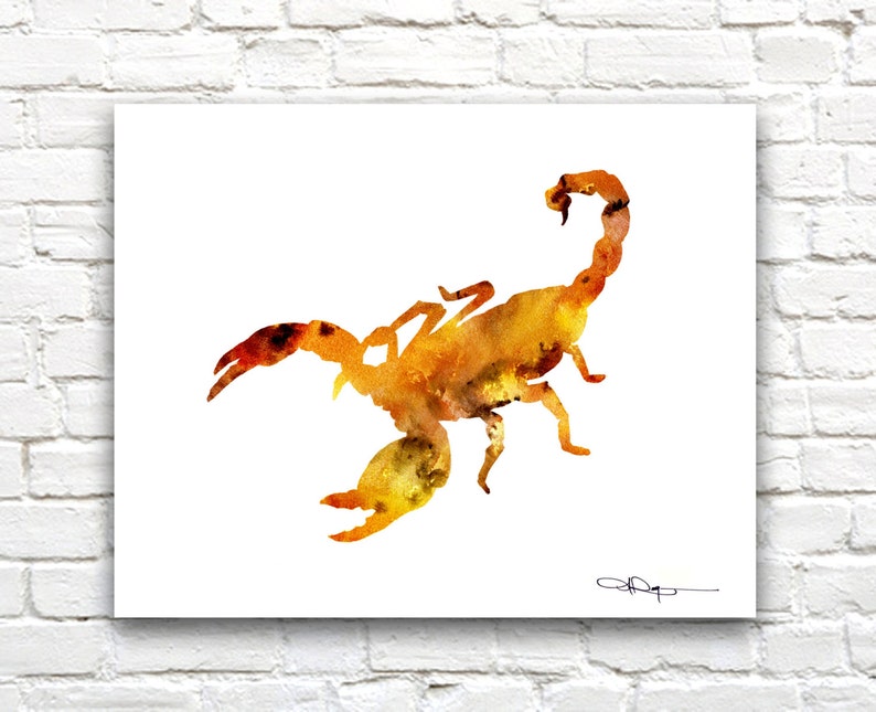 Scorpion Art Print Abstract Watercolor Painting Wall Decor image 1