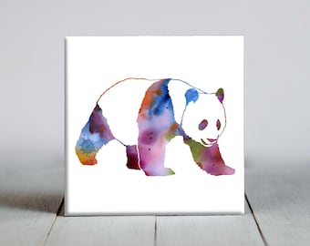 Panda Bears Art Tile 4"x4" Ceramic Decorative New Bamboo Blue Background SD-149 