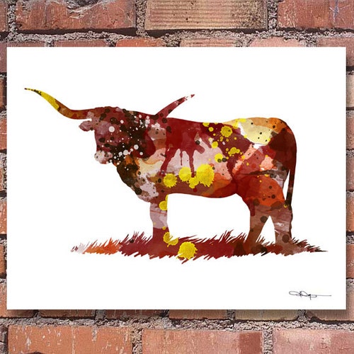Longhorn Watercolor Painting Fine Art Giclee Print Etsy