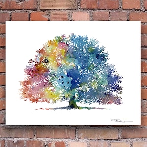 Oak Tree Art Print - Abstract Watercolor Painting - Wall Decor