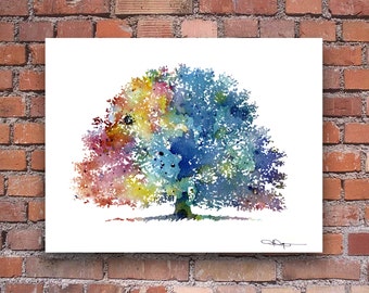 Oak Tree Art Print - Abstract Watercolor Painting - Wall Decor