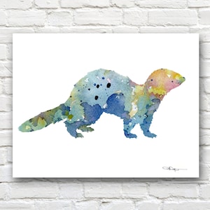 Ferret Art Print - Abstract Watercolor Painting - Wall Decor
