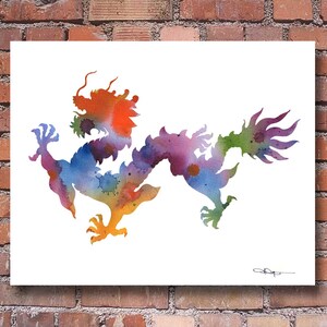 Chinese Dragon Art Print - Abstract Watercolor Painting - Wall Decor