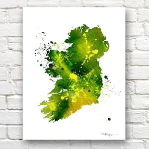 Ireland Map Art Print - Abstract Watercolor  - Wall Decor
