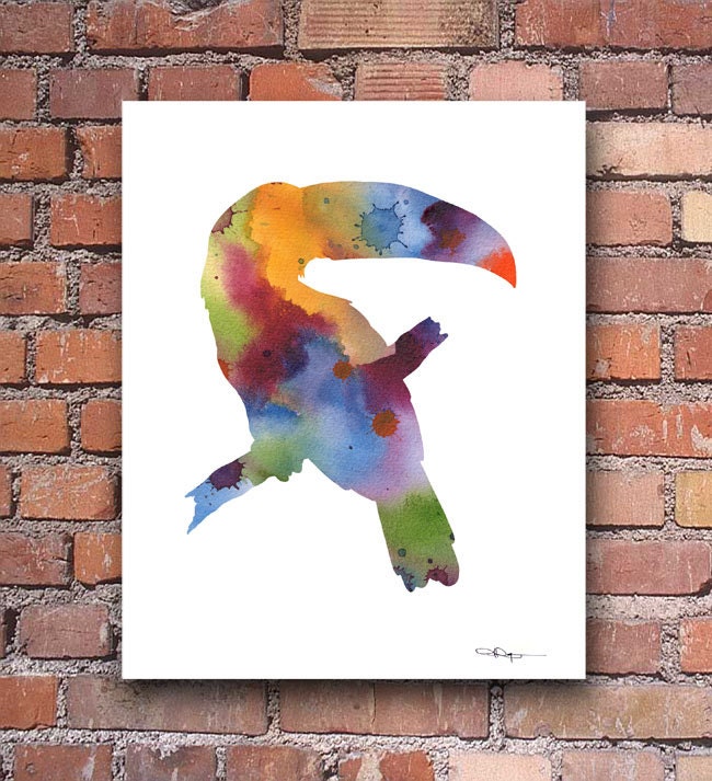 Toucan Art Print Abstract Watercolor Painting Wall Decor - Etsy