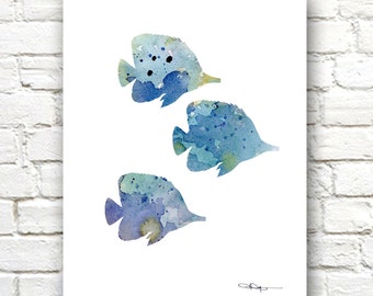 Tropical Fish Art Print - Abstract Watercolor Painting - Wall Decor