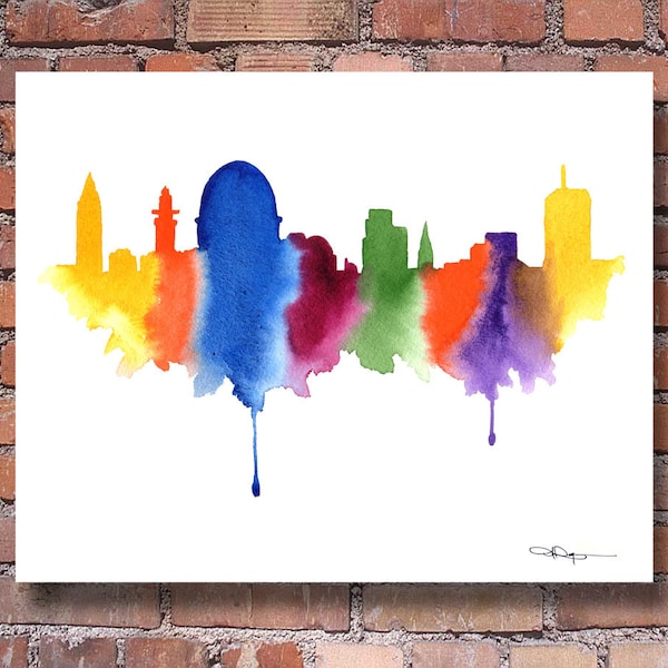 Jerusalem Skyline Art Print - Abstract Israel Watercolor Painting - Wall Decor