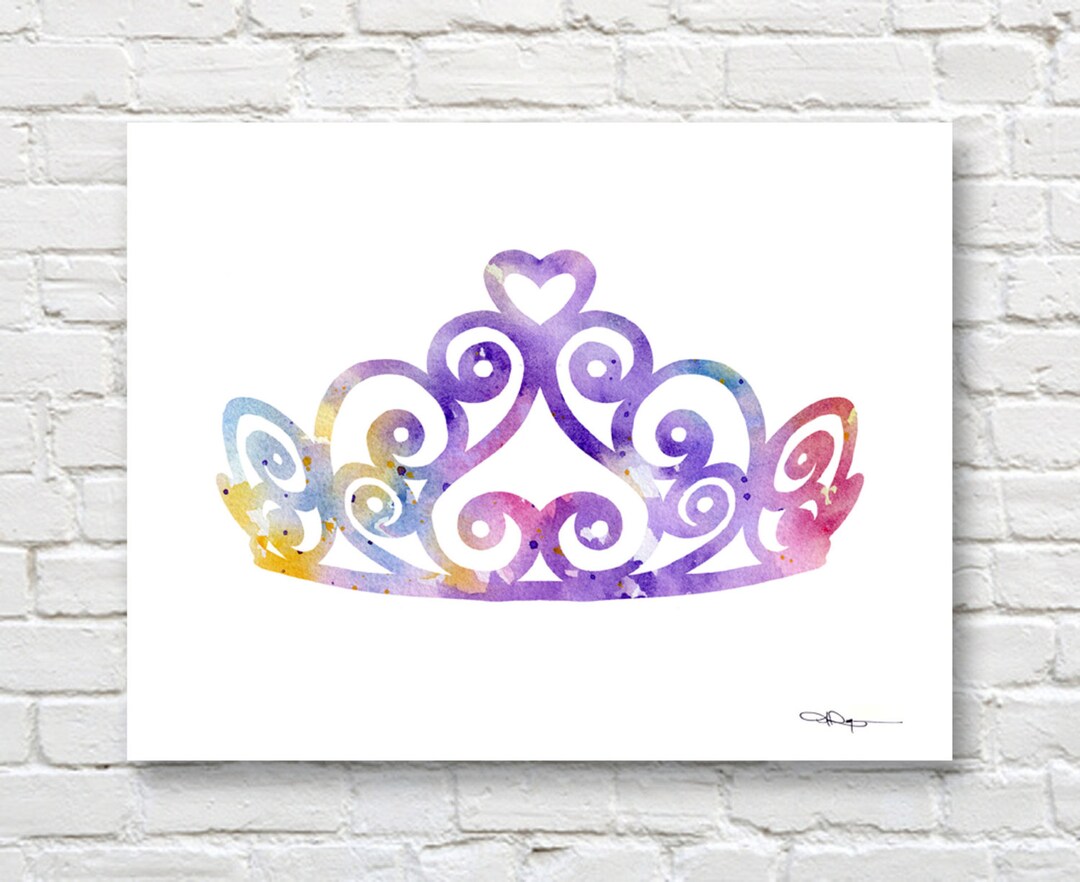 Tiara Art Print Princess Crown Abstract Watercolor Painting Nursery ...