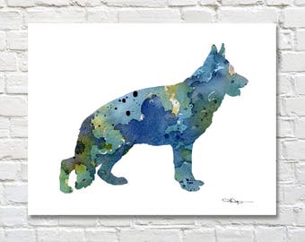 Duitse herder Art Print - Abstract aquarel schilderij - Wall Decor