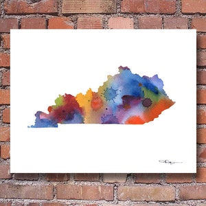 Kentucky Karte - Abstraktes Aquarell Kunstdruck - Wand-Dekor