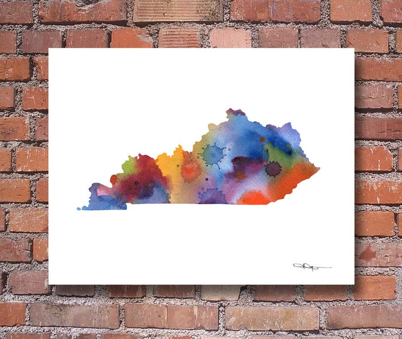 Kentucky Map Abstract Watercolor Art Print Wall Decor | Etsy