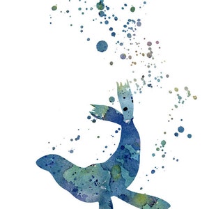 Seal Art Print - Abstract Sea Lion aquarel schilderij - Wall Decor