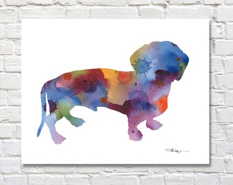 Dachshund Art Print - Abstract Watercolor Painting - Wall Decor