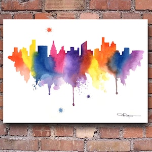 Chicago Skyline - Abstract Watercolor Art Print - Wall Decor