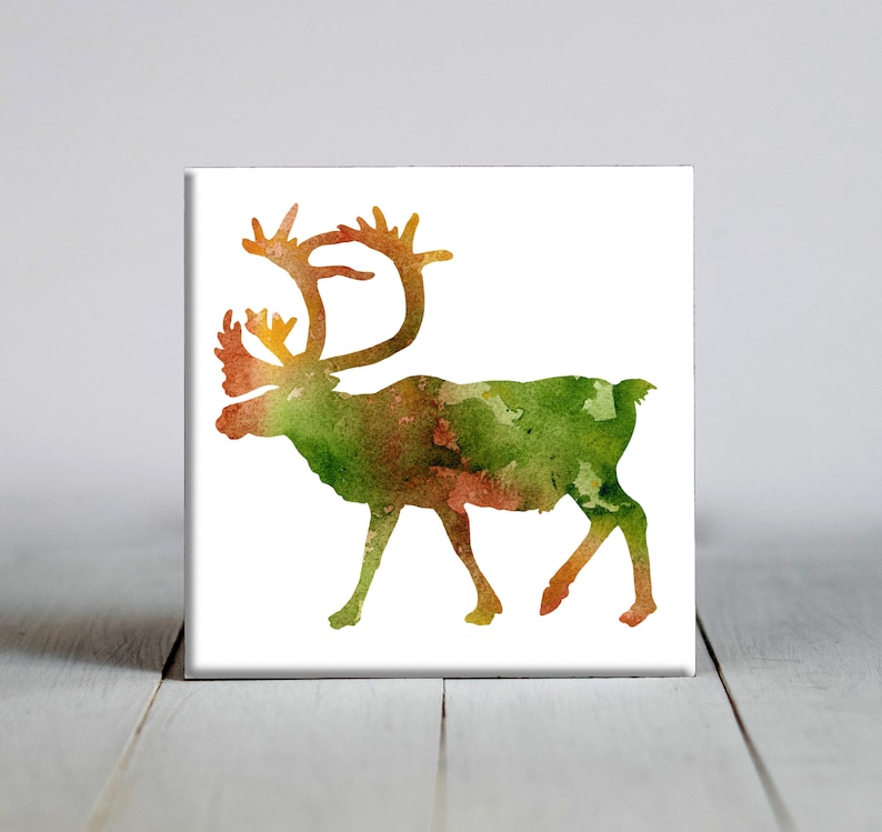 Unique Animal Gifts Caribou Decorative Tile Animal Lover Gift Ceramic Tile Caribou Ceramic Tile