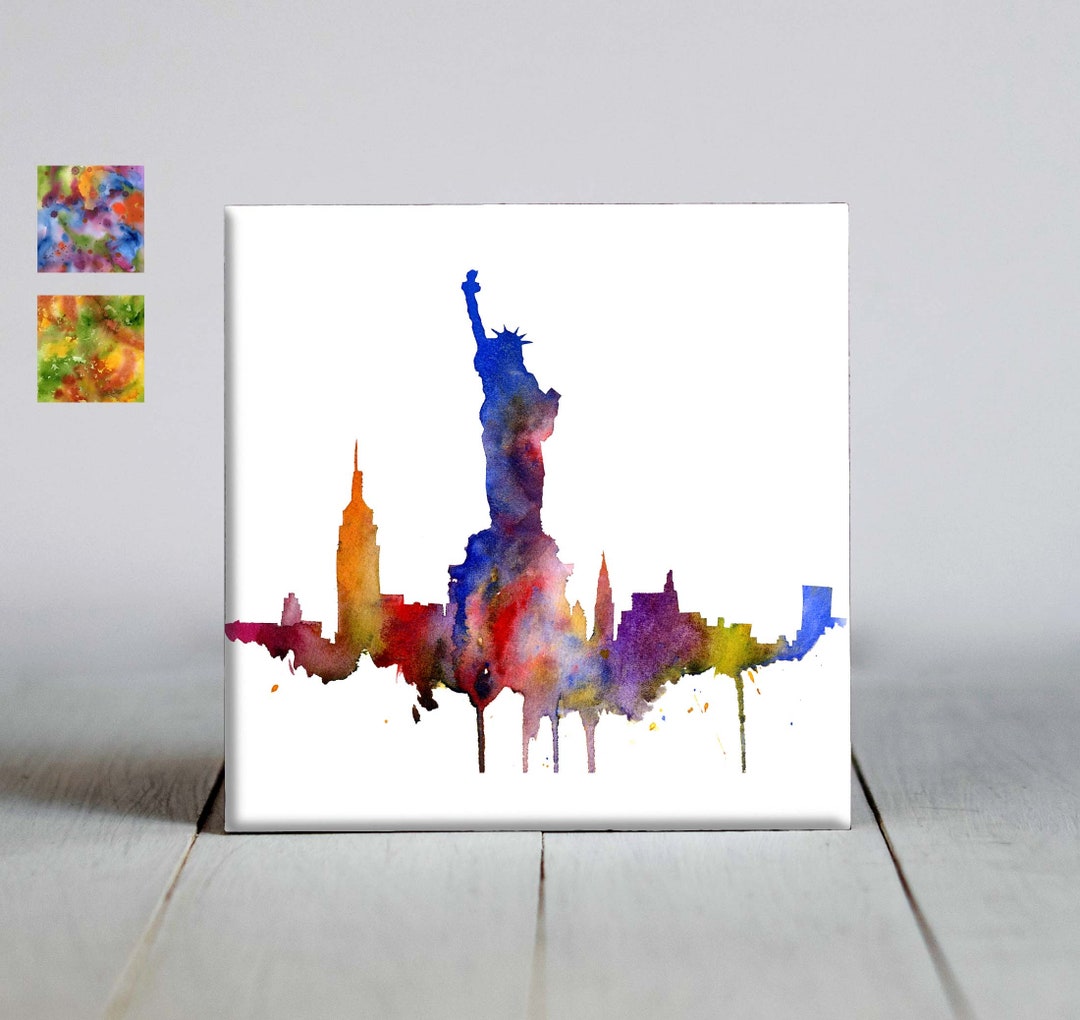 New York Liberty Skyline Ceramic Tile New York Skyline Decorative Tile ...