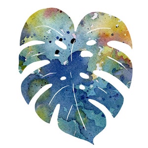 Tropicl Leaf Art Print Abstract Watercolor Painting Wall Decor image 2