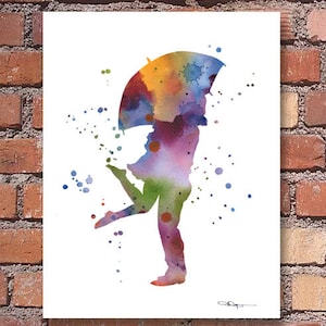 Umbrella Love Art Print - Abstract Watercolor Painting - Wall Decor