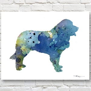 Blue Leonberger Art Print - Abstract Watercolor Painting - Wall Decor