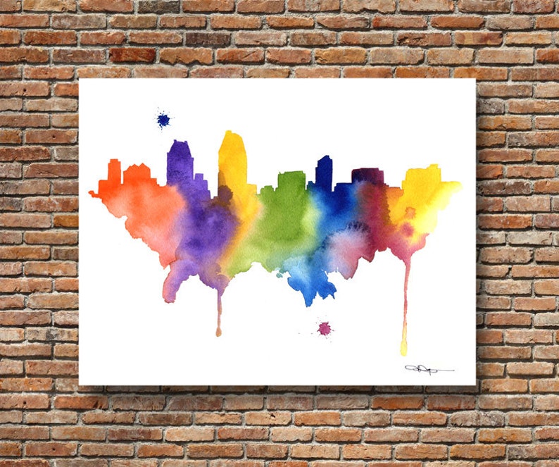 San Diego Skyline Art Print Abstract Watercolor California Art Print Wall Decor image 1