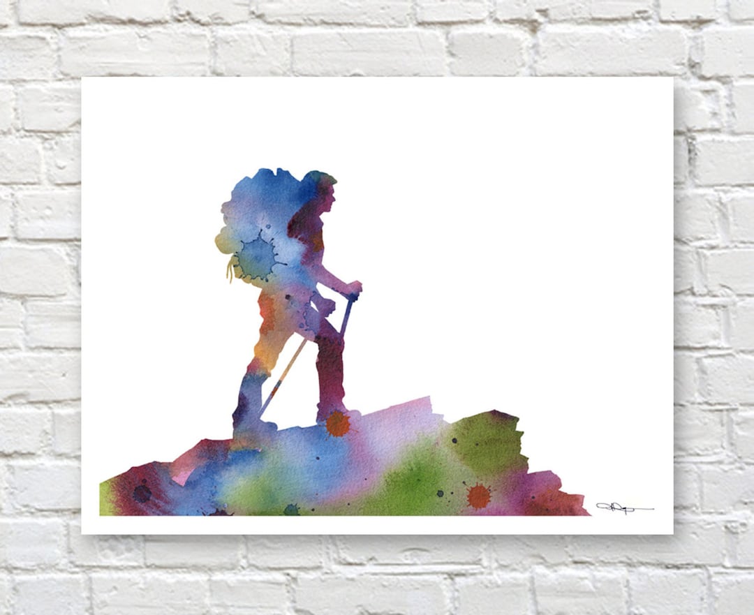 Hiker Art Print Abstract Watercolor Painting Wall Decor - Etsy