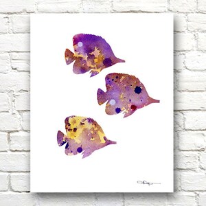 Tropical Fish Art Print Abstract Watercolor Painting Wall Decor image 2