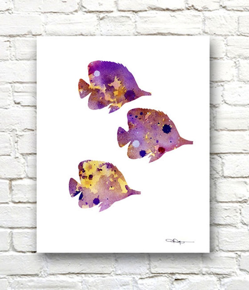 Tropical Fish Art Print Abstract Watercolor Painting Wall Decor image 2